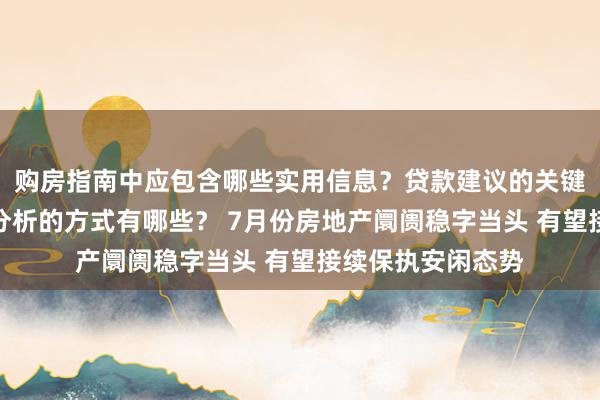 购房指南中应包含哪些实用信息？贷款建议的关键点是什么？市场分析的方式有哪些？ 7月份房地产阛阓稳字当头 有望接续保执安闲态势