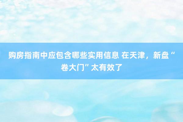 购房指南中应包含哪些实用信息 在天津，新盘“卷大门”太有效了