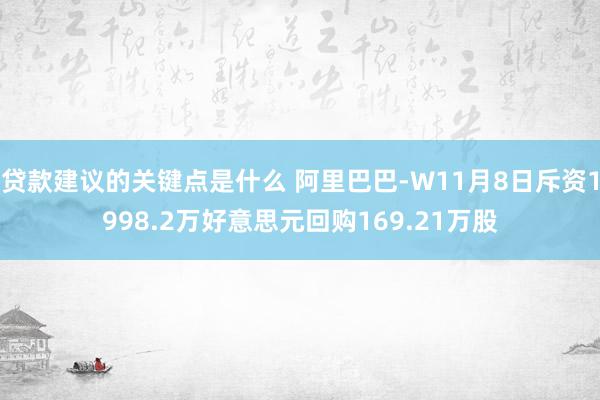 贷款建议的关键点是什么 阿里巴巴-W11月8日斥资1998.2万好意思元回购169.21万股