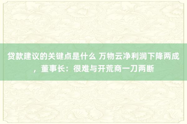 贷款建议的关键点是什么 万物云净利润下降两成，董事长：很难与开荒商一刀两断