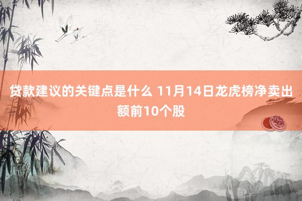 贷款建议的关键点是什么 11月14日龙虎榜净卖出额前10个股