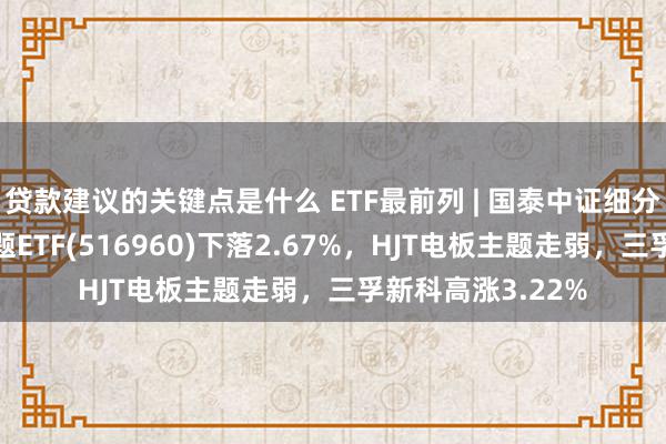 贷款建议的关键点是什么 ETF最前列 | 国泰中证细分机械拓荒产业主题ETF(516960)下落2.67%，HJT电板主题走弱，三孚新科高涨3.22%