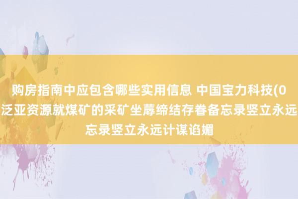 购房指南中应包含哪些实用信息 中国宝力科技(00164)与泛亚资源就煤矿的采矿坐蓐缔结存眷备忘录竖立永远计谋谄媚