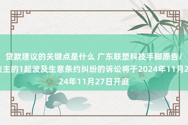 贷款建议的关键点是什么 广东联塑科技手脚原告/上诉东谈主的1起波及生意条约纠纷的诉讼将于2024年11月27日开庭