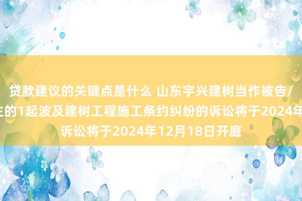 贷款建议的关键点是什么 山东宇兴建树当作被告/被上诉东说念主的1起波及建树工程施工条约纠纷的诉讼将于2024年12月18日开庭