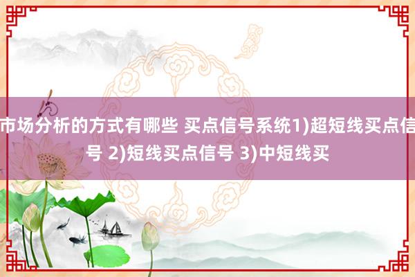 市场分析的方式有哪些 买点信号系统1)超短线买点信号 2)短线买点信号 3)中短线买