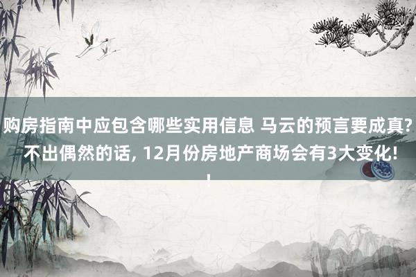 购房指南中应包含哪些实用信息 马云的预言要成真? 不出偶然的话, 12月份房地产商场会有3大变化!