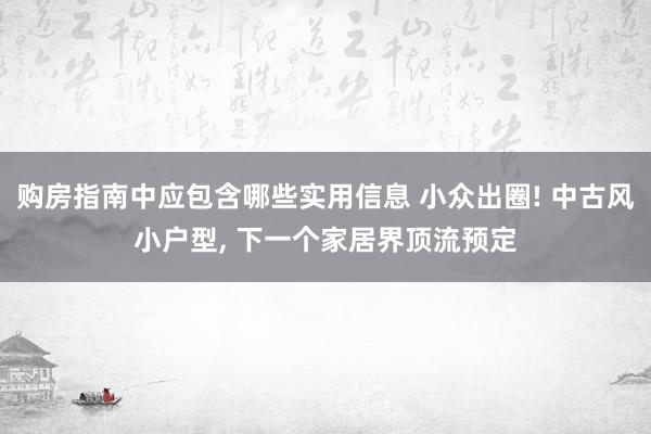 购房指南中应包含哪些实用信息 小众出圈! 中古风小户型, 下一个家居界顶流预定