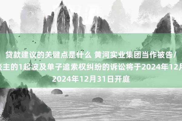 贷款建议的关键点是什么 黄河实业集团当作被告/被上诉东谈主的1起波及单子追索权纠纷的诉讼将于2024年12月31日开庭