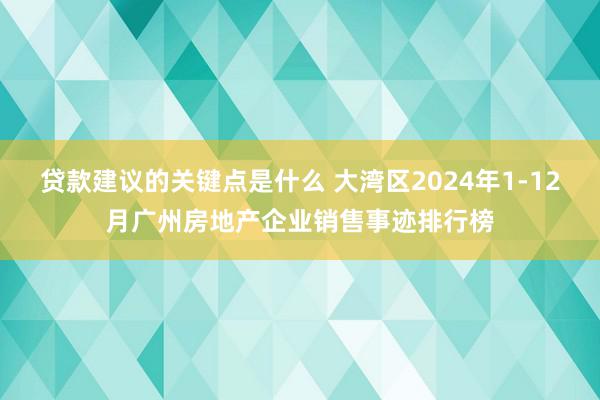 贷款建议的关键点是什么 大湾区2024年1-12月广州房地产企业销售事迹排行榜