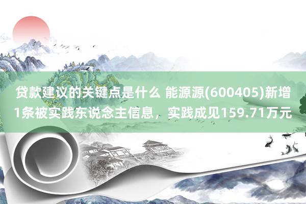 贷款建议的关键点是什么 能源源(600405)新增1条被实践东说念主信息，实践成见159.71万元