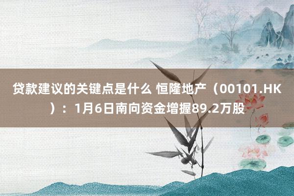 贷款建议的关键点是什么 恒隆地产（00101.HK）：1月6日南向资金增握89.2万股