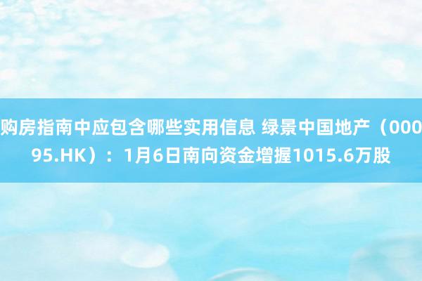 购房指南中应包含哪些实用信息 绿景中国地产（00095.HK）：1月6日南向资金增握1015.6万股