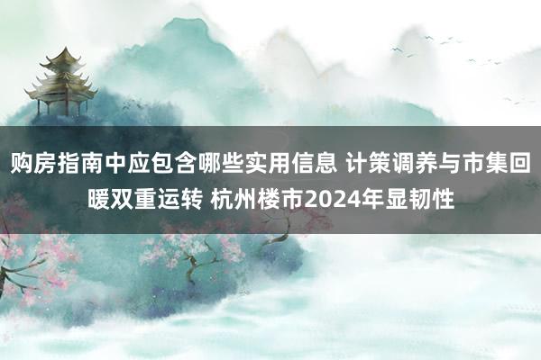 购房指南中应包含哪些实用信息 计策调养与市集回暖双重运转 杭州楼市2024年显韧性