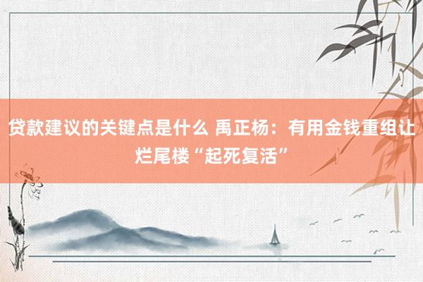 贷款建议的关键点是什么 禹正杨：有用金钱重组让烂尾楼“起死复活”