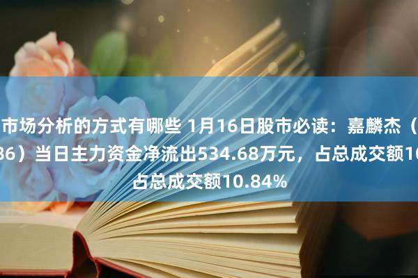 市场分析的方式有哪些 1月16日股市必读：嘉麟杰（002486）当日主力资金净流出534.68万元，占总成交额10.84%