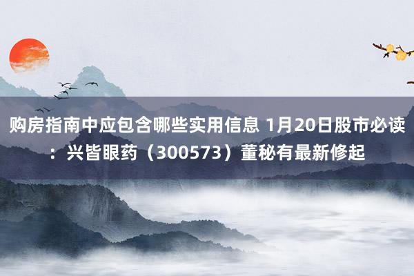 购房指南中应包含哪些实用信息 1月20日股市必读：兴皆眼药（300573）董秘有最新修起