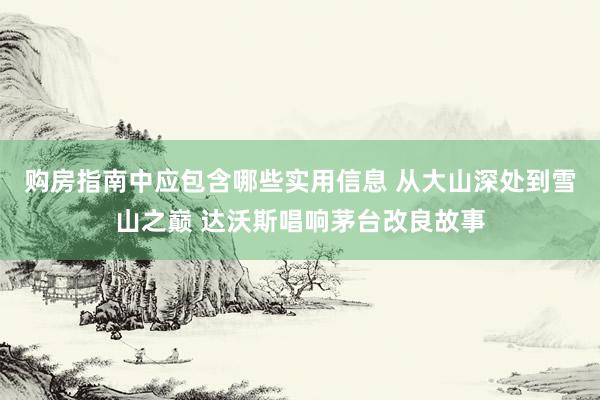 购房指南中应包含哪些实用信息 从大山深处到雪山之巅 达沃斯唱响茅台改良故事