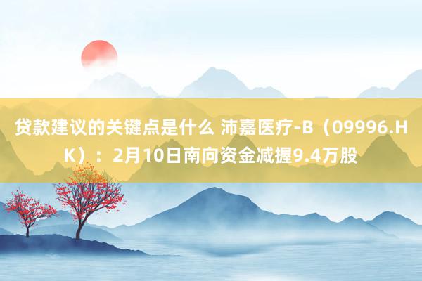 贷款建议的关键点是什么 沛嘉医疗-B（09996.HK）：2月10日南向资金减握9.4万股