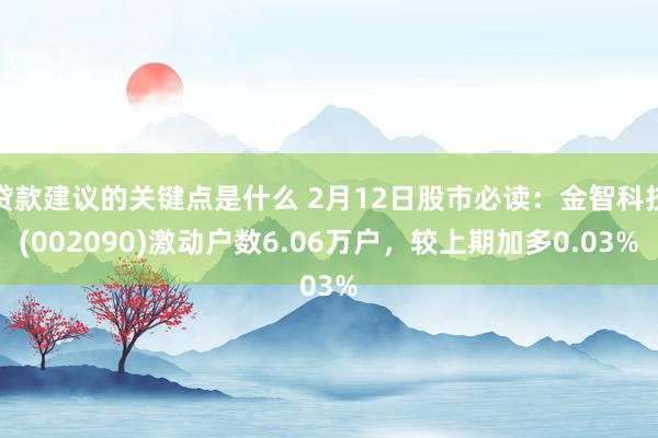 贷款建议的关键点是什么 2月12日股市必读：金智科技(002090)激动户数6.06万户，较上期加多0.03%