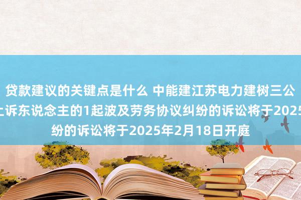 贷款建议的关键点是什么 中能建江苏电力建树三公司手脚被告/被上诉东说念主的1起波及劳务协议纠纷的诉讼将于2025年2月18日开庭