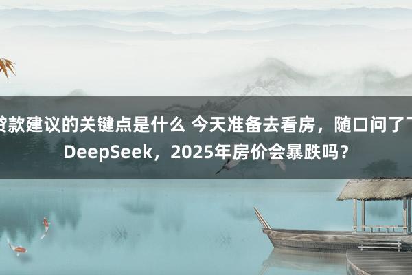 贷款建议的关键点是什么 今天准备去看房，随口问了下DeepSeek，2025年房价会暴跌吗？