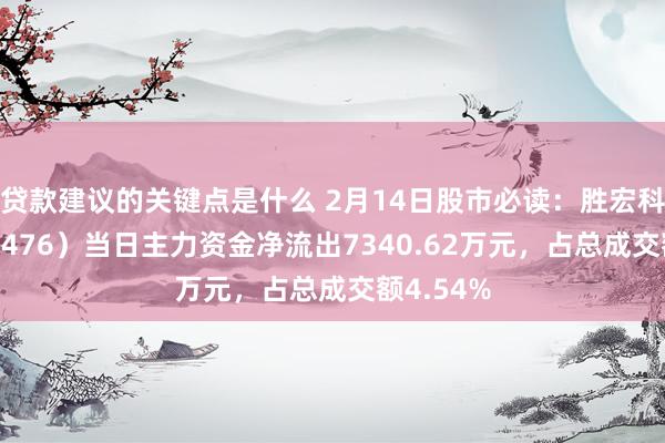 贷款建议的关键点是什么 2月14日股市必读：胜宏科技（300476）当日主力资金净流出7340.62万元，占总成交额4.54%