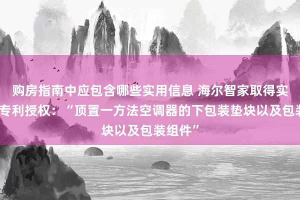 购房指南中应包含哪些实用信息 海尔智家取得实用新式专利授权：“顶置一方法空调器的下包装垫块以及包装组件”