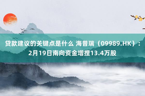 贷款建议的关键点是什么 海普瑞（09989.HK）：2月19日南向资金增捏13.4万股