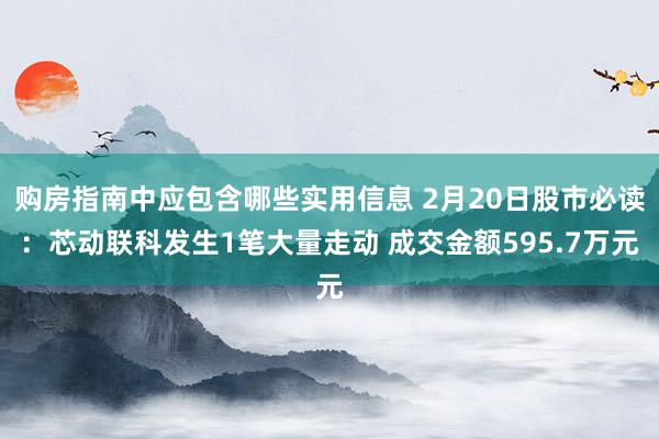 购房指南中应包含哪些实用信息 2月20日股市必读：芯动联科发生1笔大量走动 成交金额595.7万元