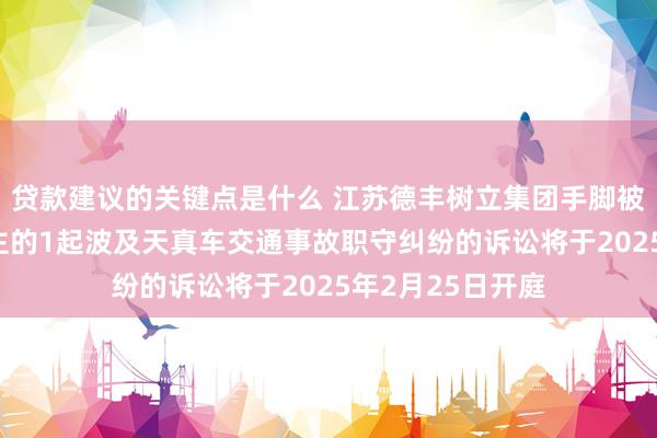 贷款建议的关键点是什么 江苏德丰树立集团手脚被告/被上诉东谈主的1起波及天真车交通事故职守纠纷的诉讼将于2025年2月25日开庭