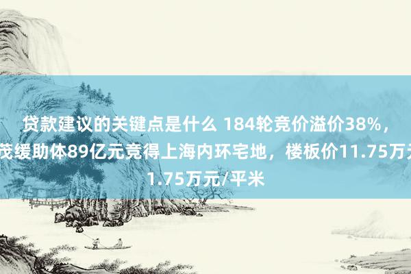 贷款建议的关键点是什么 184轮竞价溢价38%，中国金茂缓助体89亿元竞得上海内环宅地，楼板价11.75万元/平米