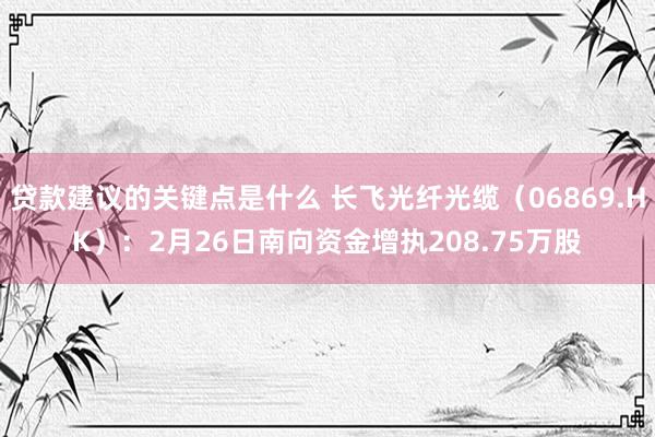 贷款建议的关键点是什么 长飞光纤光缆（06869.HK）：2月26日南向资金增执208.75万股